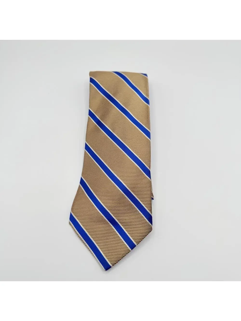 Brooks Brothers Tie Men's Blue Gold Stripe 100% Silk